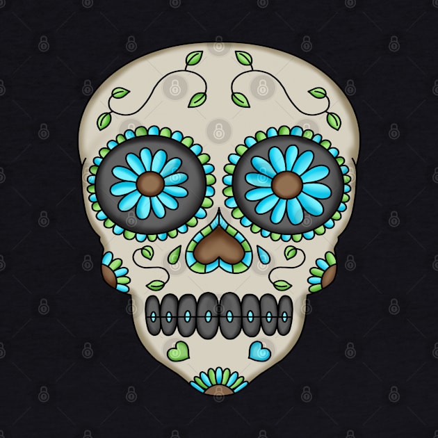 Cute Skull - Dia De Los Muertos - Sugar Skull - Flower Eyes by Scriptnbones